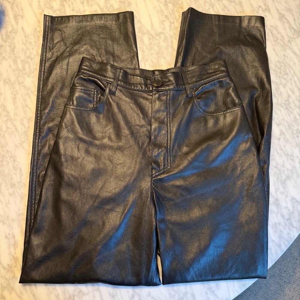 Nanushka Black Vegan Leather Full Length Trousers - Picture 2 of 9